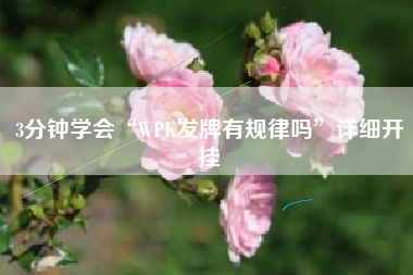 3分钟学会“WPK发牌有规律吗”详细开挂
