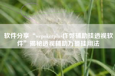 软件分享“wepokerplus作弊辅助挂透视软件	”揭秘透视辅助万能挂用法