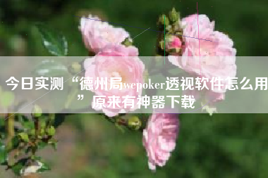 今日实测“德州局wepoker透视软件怎么用”原来有神器下载
