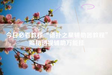 今日必看教程“德扑之星辅助器教程	”揭秘透视辅助万能挂