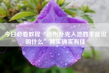 今日必看教程“德州扑克入池胜率能说明什么”其实确实有挂 今日必看教程“德州扑克入池胜率能说明什么”其实确实有挂