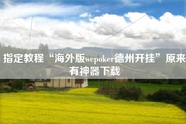 指定教程“海外版wepoker德州开挂”原来有神器下载