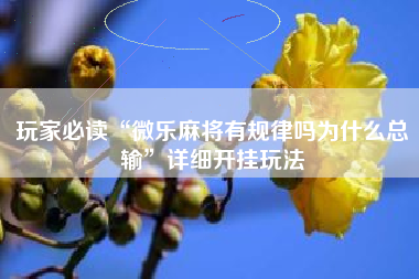 玩家必读“微乐麻将有规律吗为什么总输	”详细开挂玩法