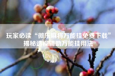 玩家必读“微乐麻将万能挂免费下载”揭秘透视辅助万能挂用法 玩家必读“微乐麻将万能挂免费下载”揭秘透视辅助万能挂用法