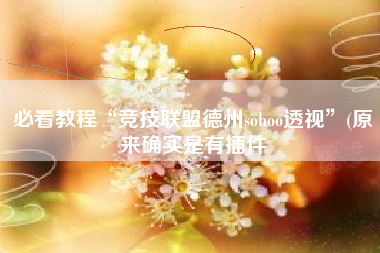必看教程“竞技联盟德州sohoo透视”(原来确实是有插件