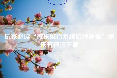 玩家必读“微乐麻将系统给牌规律	”原来有神器下载