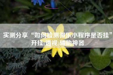 实测分享“如何检测微乐小程序是否挂	”开挂(透视)辅助神器