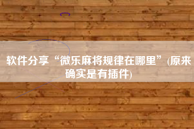 软件分享“微乐麻将规律在哪里”(原来确实是有插件) 软件分享“微乐麻将规律在哪里”(原来确实是有插件)