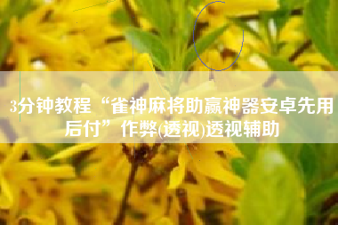 3分钟教程“雀神麻将助赢神器安卓先用后付”作弊(透视)透视辅助