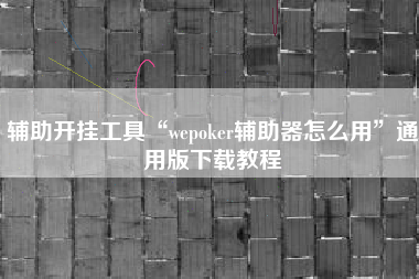 辅助开挂工具“wepoker辅助器怎么用”通用版下载教程