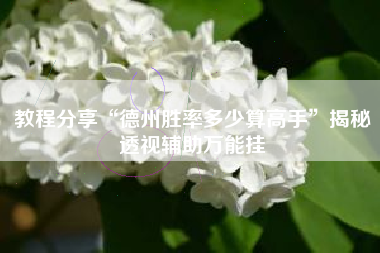 教程分享“德州胜率多少算高手	”揭秘透视辅助万能挂