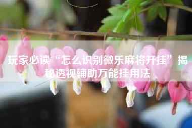 玩家必读“怎么识别微乐麻将开挂	”揭秘透视辅助万能挂用法