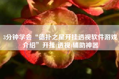 3分钟学会“德扑之星开挂透视软件游戏介绍	”开挂(透视)辅助神器