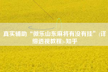 真实辅助“微乐山东麻将有没有挂”(详细透视教程)-知乎