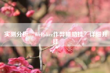 实测分析“WePoker作弊辅助挂	”详细开挂