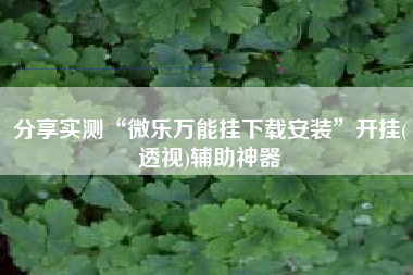 分享实测“微乐万能挂下载安装”开挂(透视)辅助神器