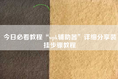 今日必看教程“wpk辅助器”详细分享装挂步骤教程