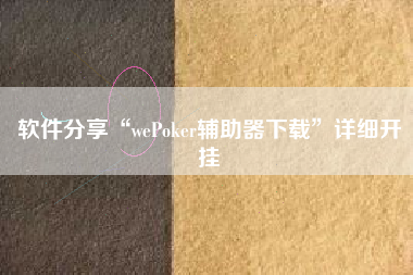 软件分享“wePoker辅助器下载”详细开挂