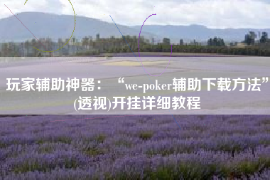 玩家辅助神器：“we-poker辅助下载方法	”(透视)开挂详细教程