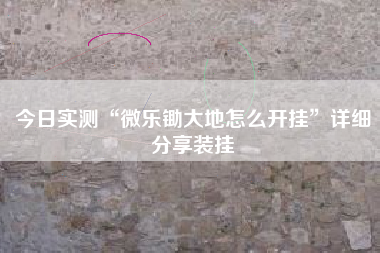 今日实测“微乐锄大地怎么开挂	”详细分享装挂