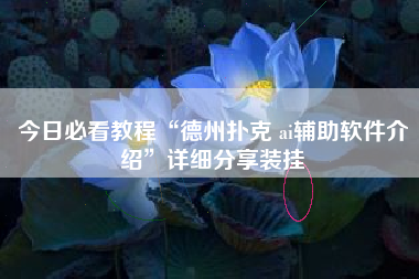 今日必看教程“德州扑克 ai辅助软件介绍”详细分享装挂