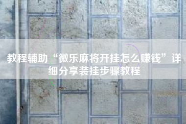 教程辅助“微乐麻将开挂怎么赚钱	”详细分享装挂步骤教程