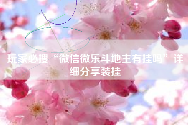 玩家必搜“微信微乐斗地主有挂吗	”详细分享装挂