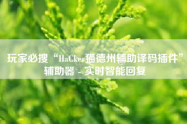 玩家必搜“HaCker猫德州辅助译码插件	”辅助器 - 实时智能回复
