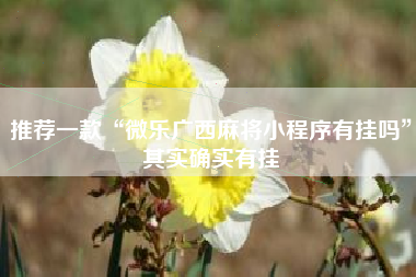 推荐一款“微乐广西麻将小程序有挂吗”其实确实有挂