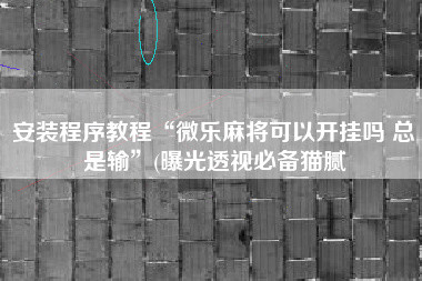 安装程序教程“微乐麻将可以开挂吗 总是输	”(曝光透视必备猫腻