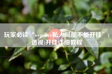 玩家必读“wepoker私人局能不能开挂”(透视)开挂详细教程 玩家必读“wepoker私人局能不能开挂”(透视)开挂详细教程