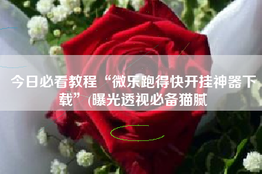 今日必看教程“微乐跑得快开挂神器下载	”(曝光透视必备猫腻