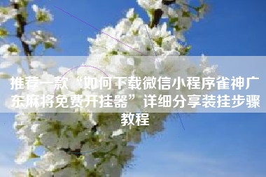 推荐一款“如何下载微信小程序雀神广东麻将免费开挂器	”详细分享装挂步骤教程