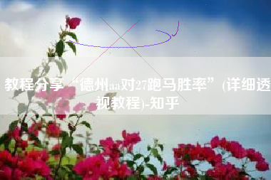 教程分享“德州aa对27跑马胜率”(详细透视教程)-知乎