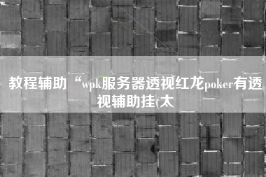 教程辅助“wpk服务器透视红龙poker有透视辅助挂(太
