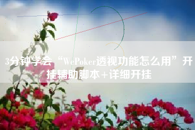 3分钟学会“WePoker透视功能怎么用	”开挂辅助脚本+详细开挂