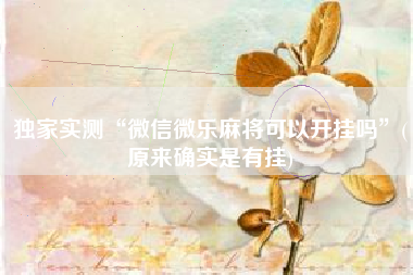 独家实测“微信微乐麻将可以开挂吗”(原来确实是有挂)