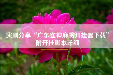 实测分享“广东雀神麻将开挂器下载”附开挂脚本详细