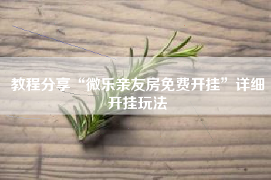 教程分享“微乐亲友房免费开挂”详细开挂玩法