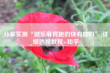 分享实测“微乐麻将跑的快有挂吗”(详细透视教程)-知乎