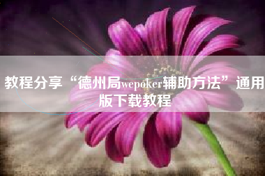 教程分享“德州局wepoker辅助方法”通用版下载教程