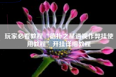 玩家必看教程“德扑之星透视作弊挂使用教程	”开挂详细教程