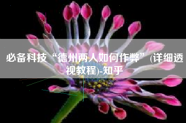 必备科技“德州两人如何作弊”(详细透视教程)-知乎