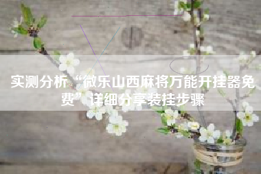 实测分析“微乐山西麻将万能开挂器免费”详细分享装挂步骤