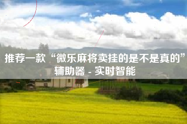 推荐一款“微乐麻将卖挂的是不是真的”辅助器 - 实时智能