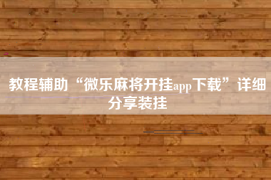 教程辅助“微乐麻将开挂app下载”详细分享装挂