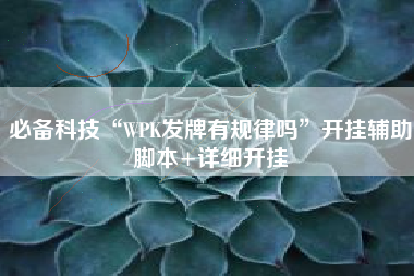 必备科技“WPK发牌有规律吗”开挂辅助脚本+详细开挂