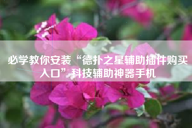 必学教你安装“德扑之星辅助插件购买入口”科技辅助神器手机