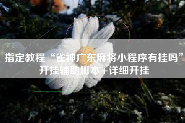 指定教程“雀神广东麻将小程序有挂吗	”开挂辅助脚本+详细开挂