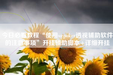 今日必看教程“使用wepoker透视辅助软件的注意事项”开挂辅助脚本+详细开挂